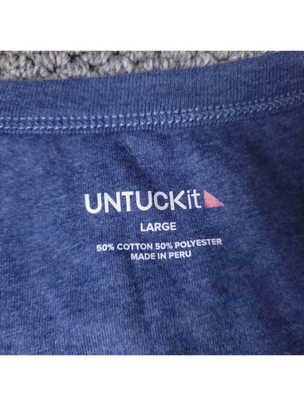 UNTUCKit Jericho Shirt Mens L Large  Blue Button Short Sleeve Cotton Polyester